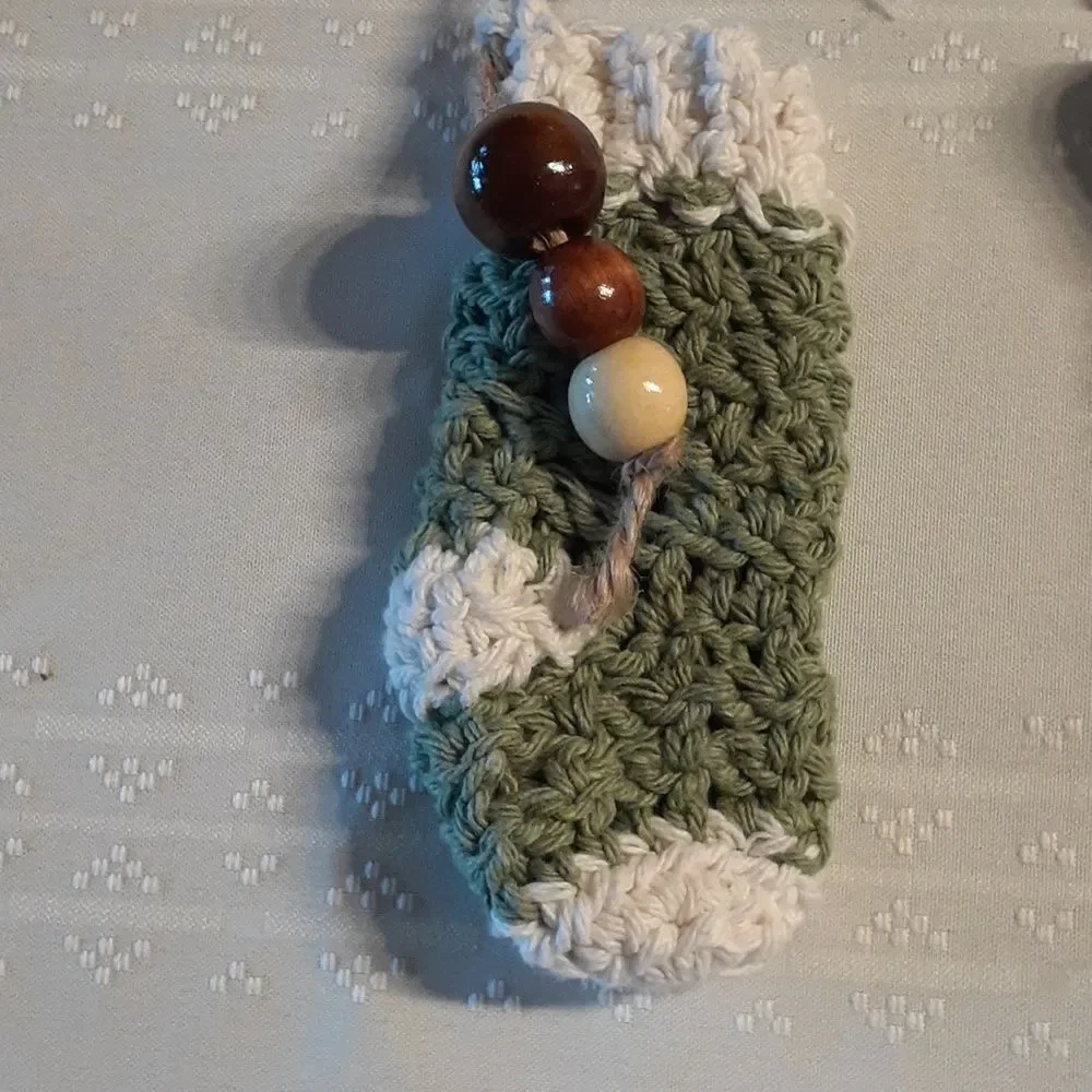 6 pc.hand‎ crocheted sock ornaments